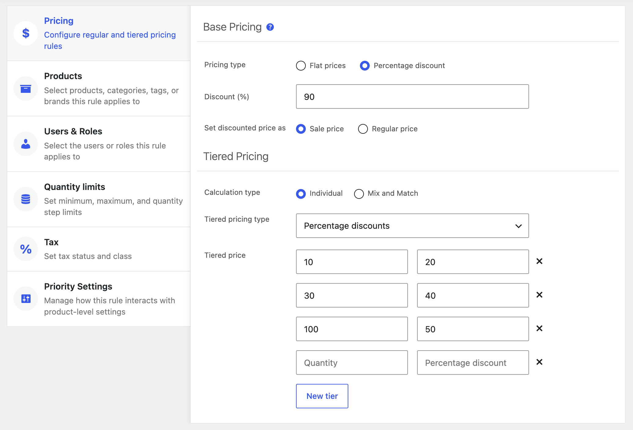 Global pricing rule editor