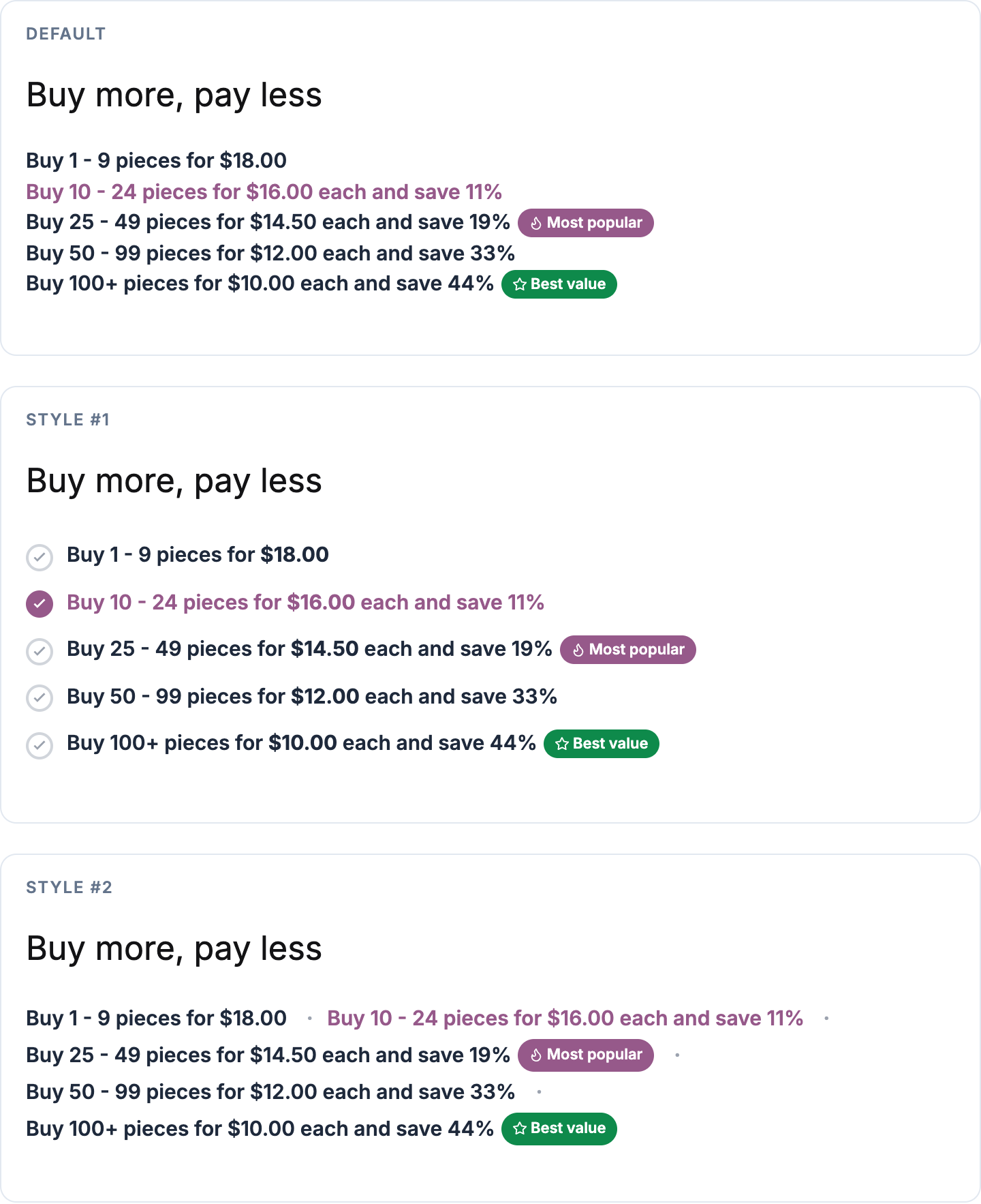 Plain text layout design styles