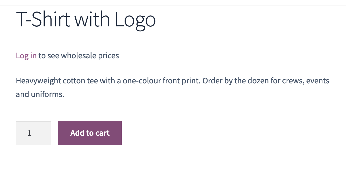Product page for a guest with hidden prices