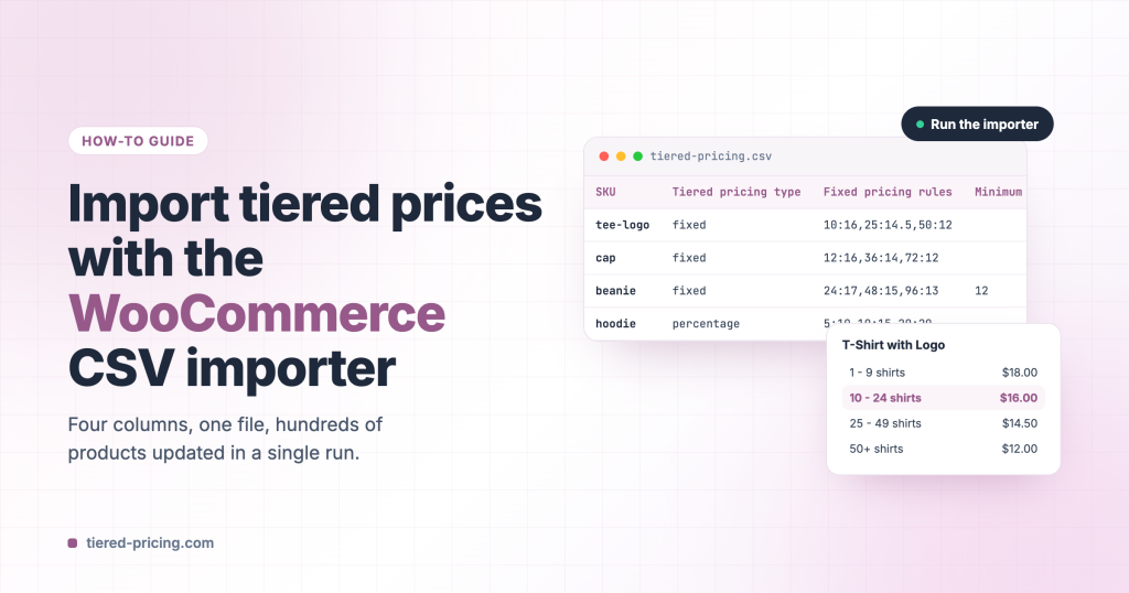 Import tiered prices with the WooCommerce CSV importer