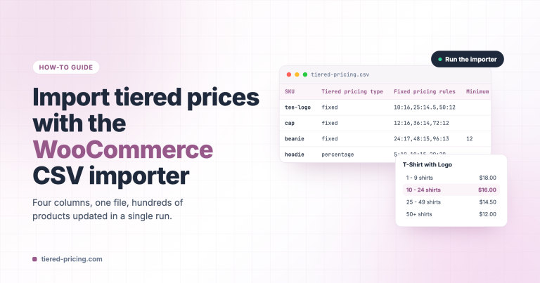 Import tiered prices with the WooCommerce CSV importer