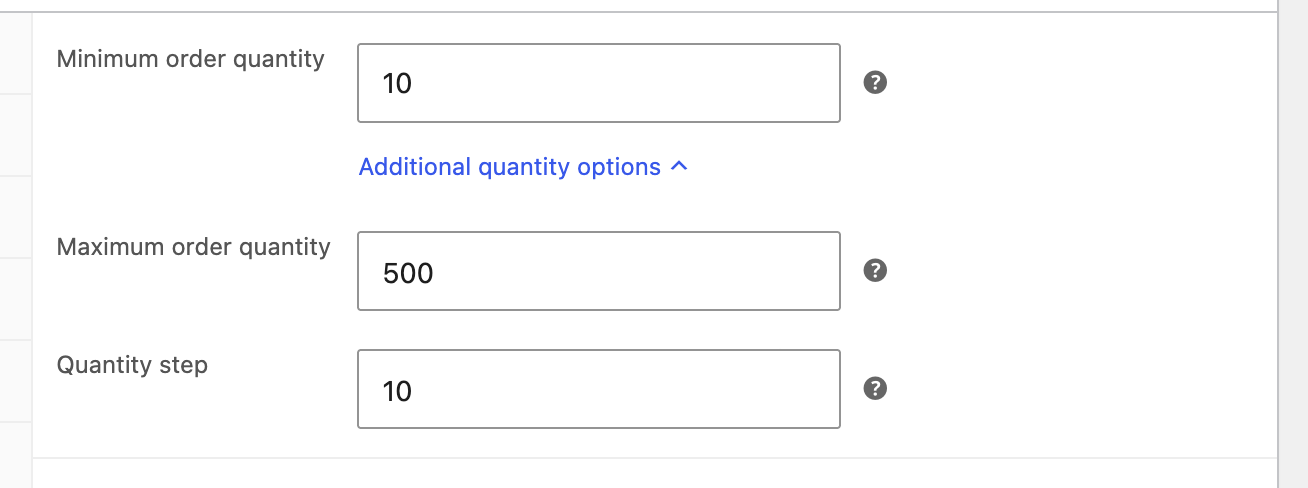 Minimum, maximum and step on the product