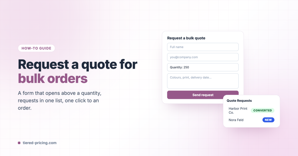 Request a quote for bulk orders