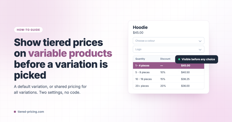 Show tiered prices on variable products before a variation is picked