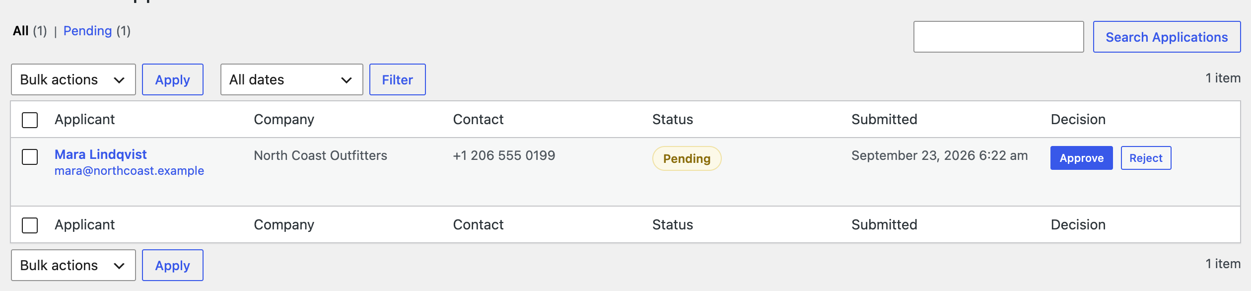 Wholesale applications queue